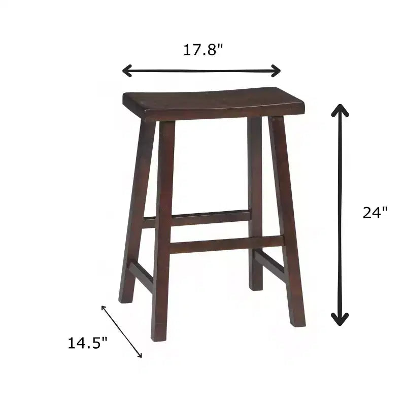 Saddle Seat Counter Height Stool | 24" | Rubberwood | Backless & Armless
