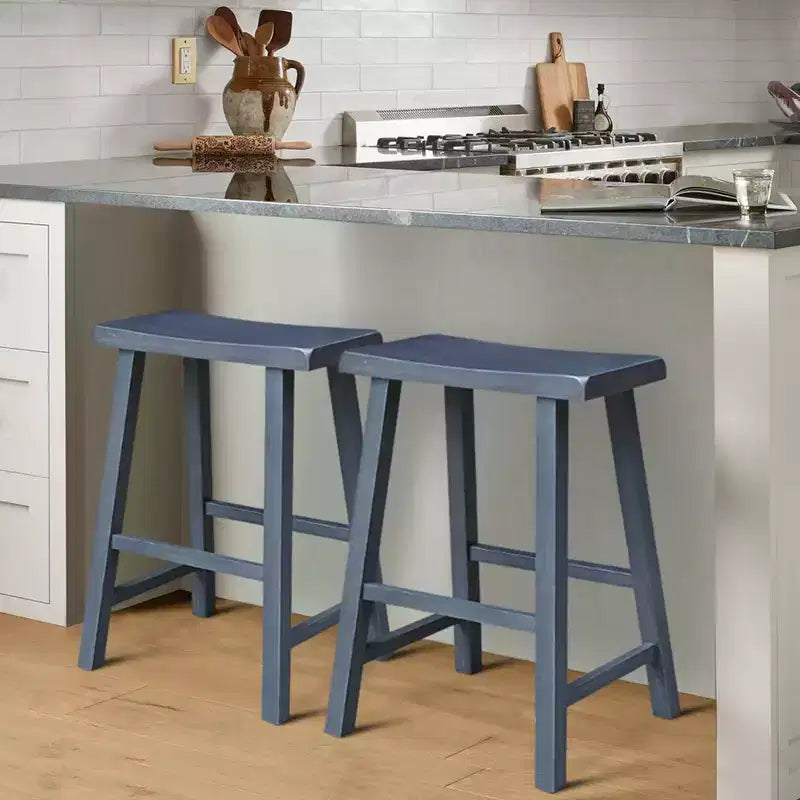 Saddle Seat Counter Height Stool | 24" | Rubberwood | Backless & Armless
