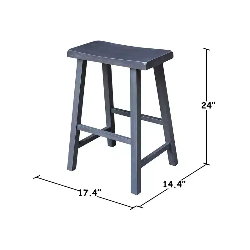 Saddle Seat Counter Height Stool | 24" | Rubberwood | Backless & Armless