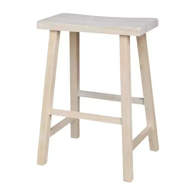Saddle Seat Counter Height Stool | 24" | Rubberwood | Backless & Armless