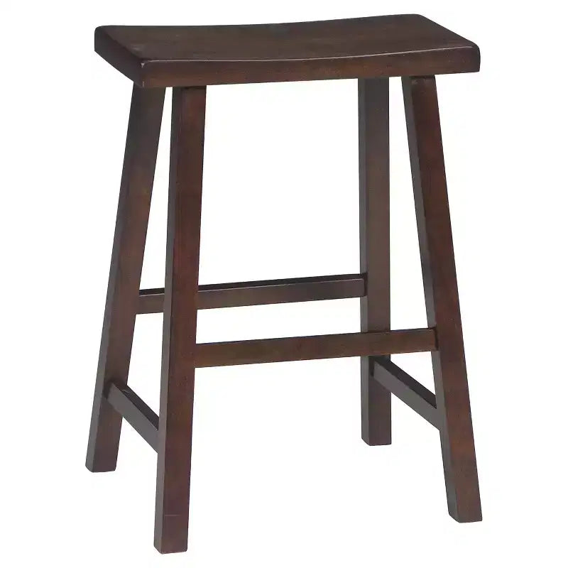 Saddle Seat Counter Height Stool | 24" | Rubberwood | Backless & Armless