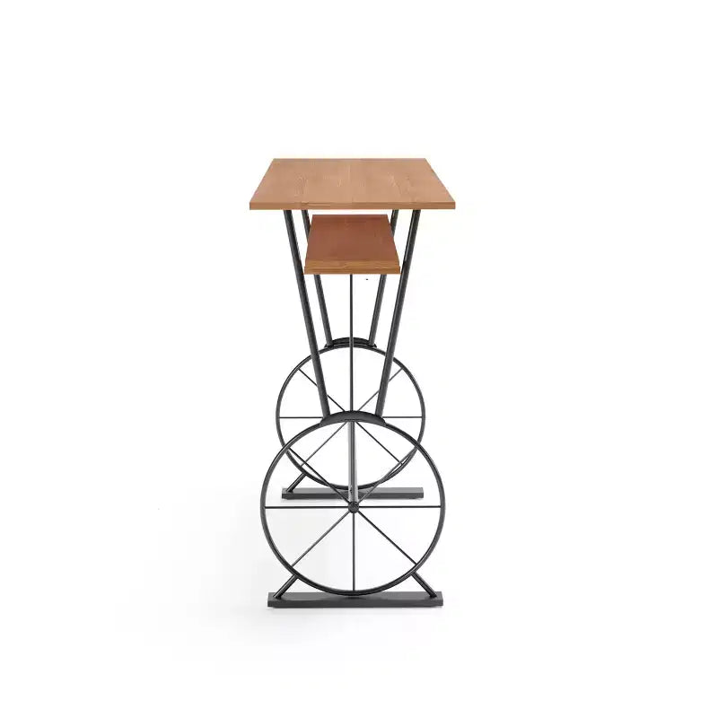 Counter Height Bar Table | 47" Rectangle | Steel Frame | Brown Top | Seats 2