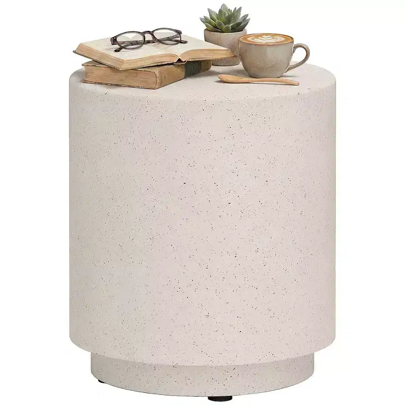 Round Concrete Finish Accent Side Table | 14.5" | 198 lb | Indoor & Outdoor
