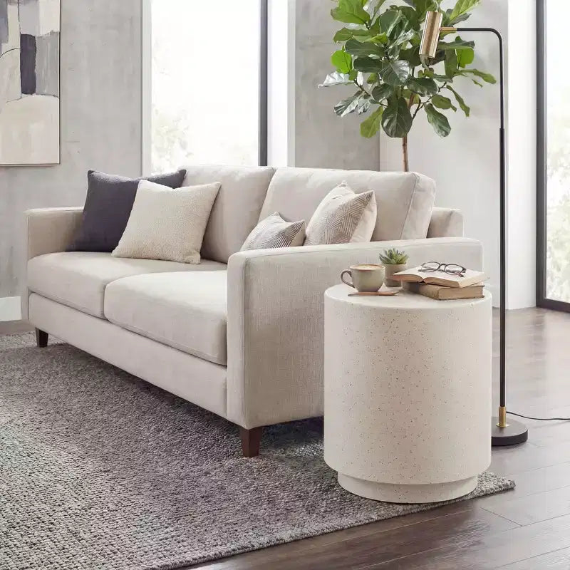 Round Concrete Finish Accent Side Table | 14.5" | 198 lb | Indoor & Outdoor