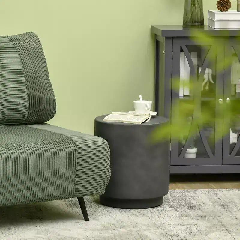 Round Concrete Finish Accent Side Table | 14.5" | 198 lb | Indoor & Outdoor