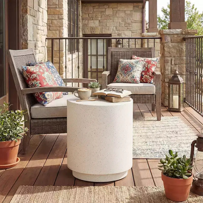 Round Concrete Finish Accent Side Table | 14.5" | 198 lb | Indoor & Outdoor