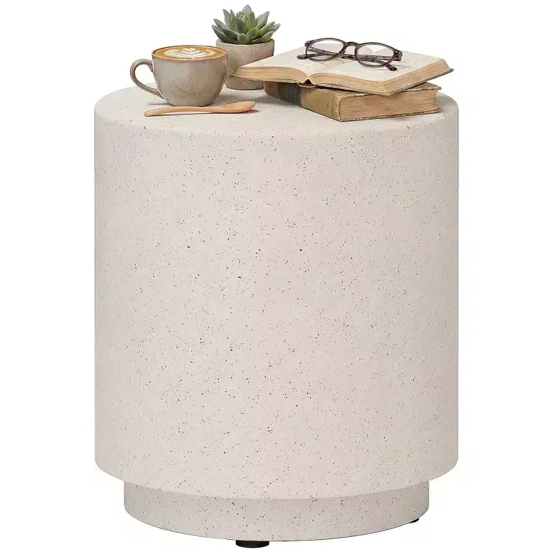 Table d'appoint ronde à finition en béton | 14,5 po | 198 lb | Intérieur et extérieur