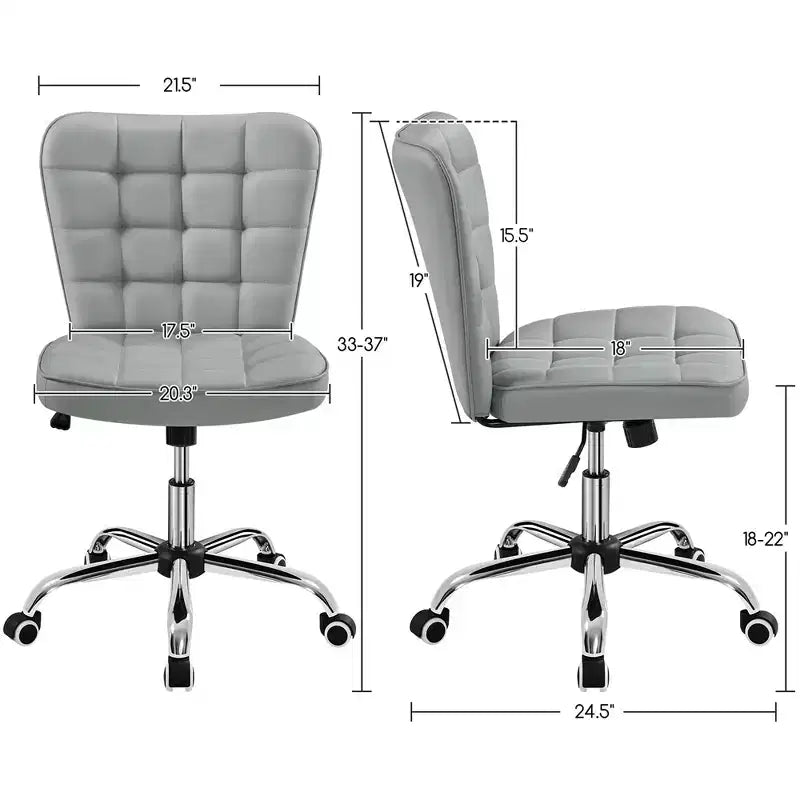 Modern Mid-Back Armless Office Chair | Faux Leather | 300 lb | Swivel & Height Adjustable