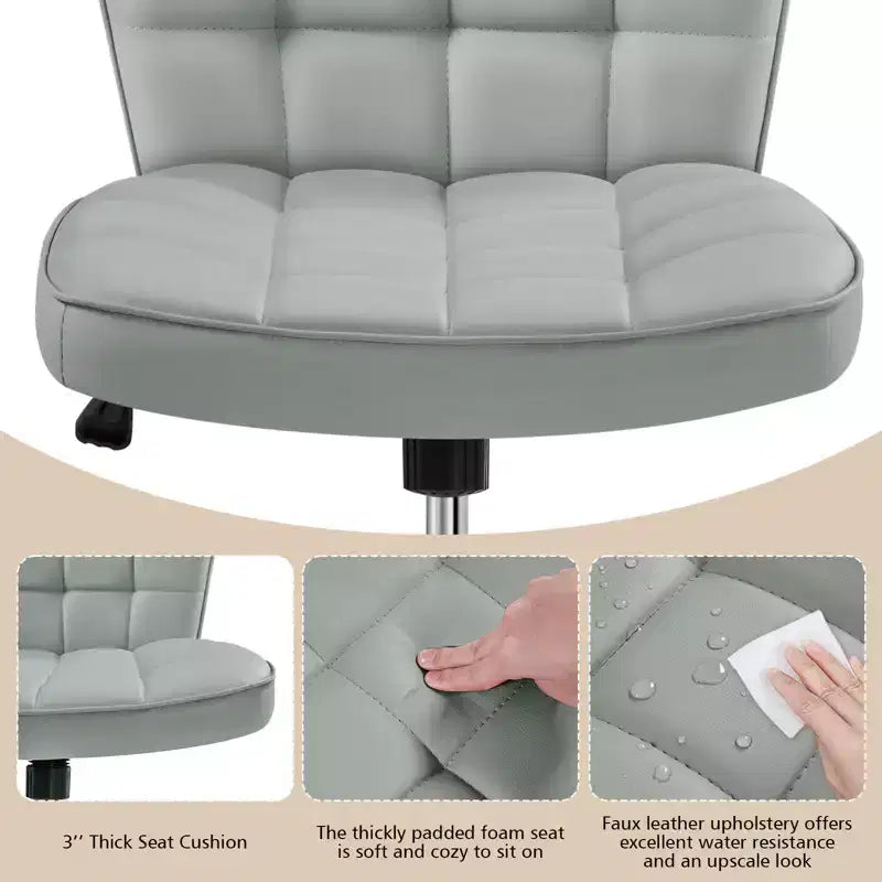 Modern Mid-Back Armless Office Chair | Faux Leather | 300 lb | Swivel & Height Adjustable