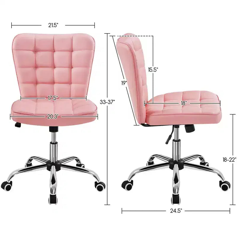 Modern Mid-Back Armless Office Chair | Faux Leather | 300 lb | Swivel & Height Adjustable
