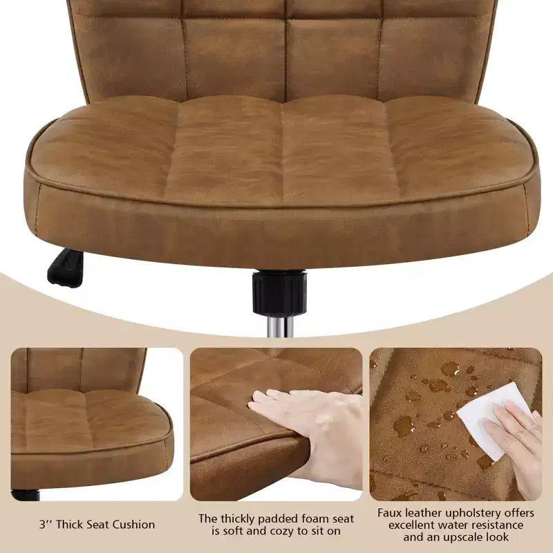 Modern Mid-Back Armless Office Chair | Faux Leather | 300 lb | Swivel & Height Adjustable