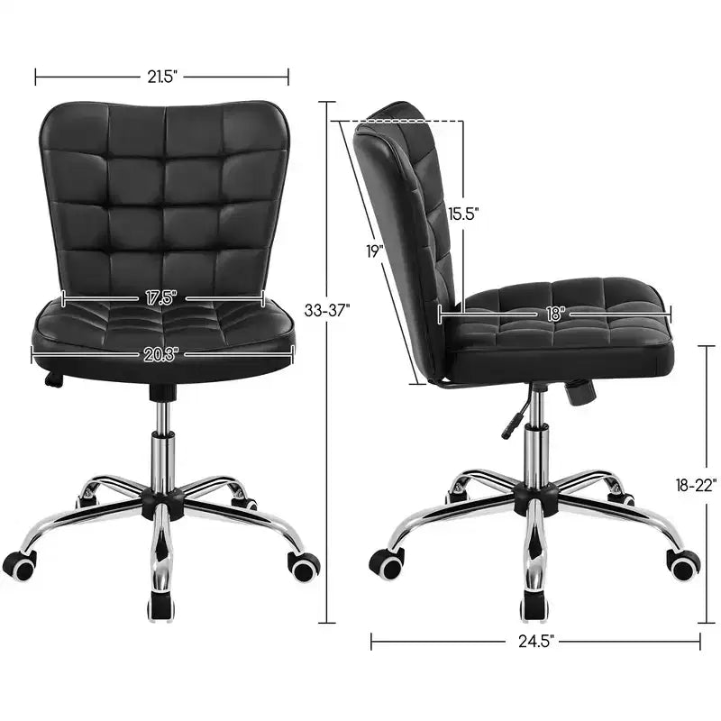 Modern Mid-Back Armless Office Chair | Faux Leather | 300 lb | Swivel & Height Adjustable