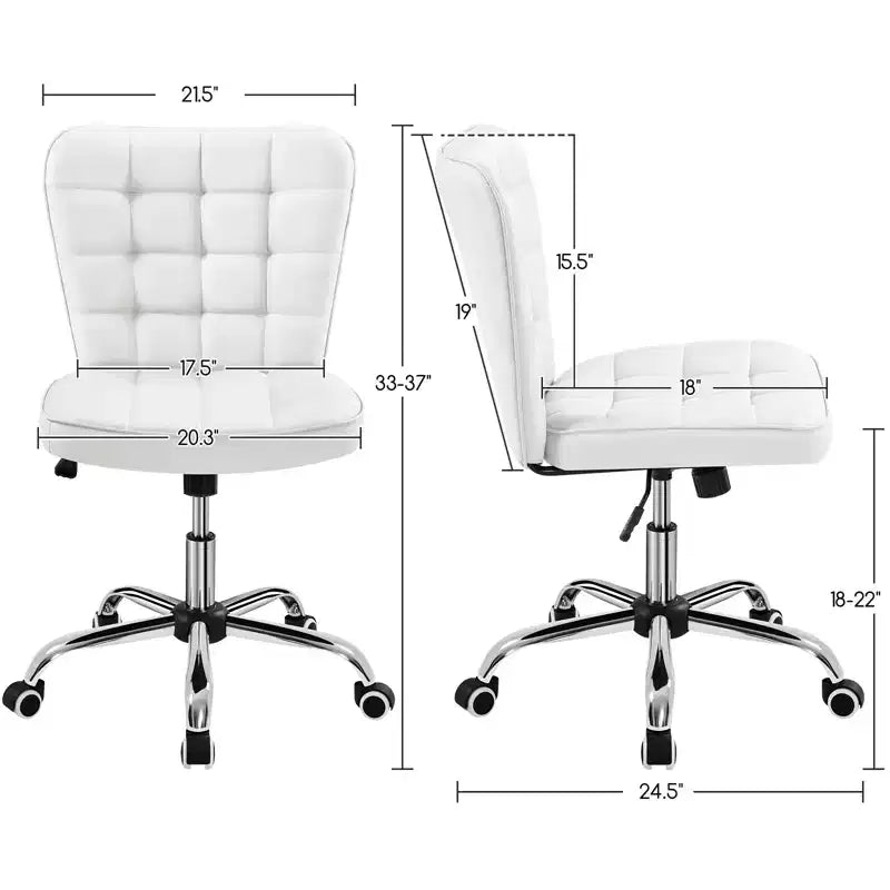 Modern Mid-Back Armless Office Chair | Faux Leather | 300 lb | Swivel & Height Adjustable