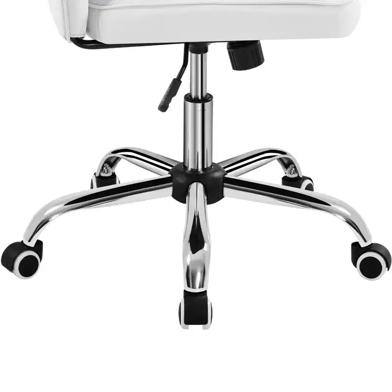 Modern Mid-Back Armless Office Chair | Faux Leather | 300 lb | Swivel & Height Adjustable