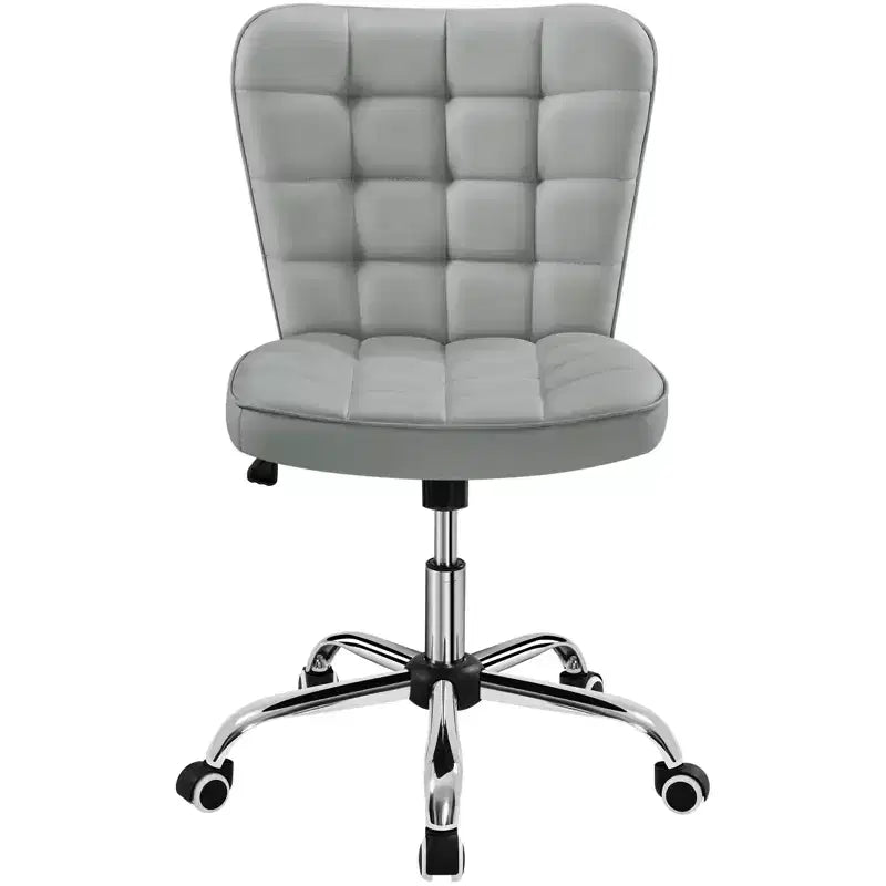 Modern Mid-Back Armless Office Chair | Faux Leather | 300 lb | Swivel & Height Adjustable