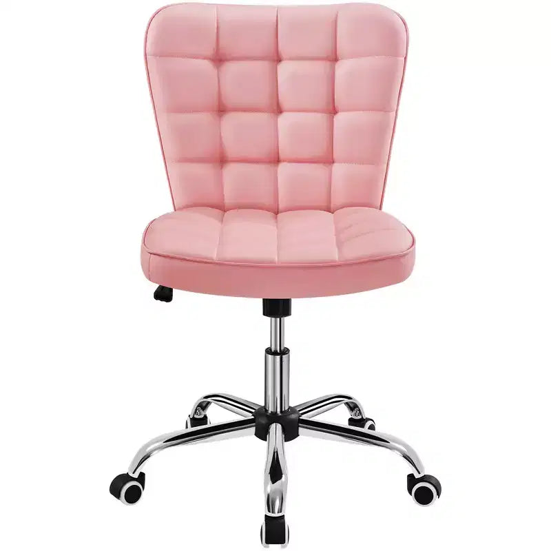 Modern Mid-Back Armless Office Chair | Faux Leather | 300 lb | Swivel & Height Adjustable