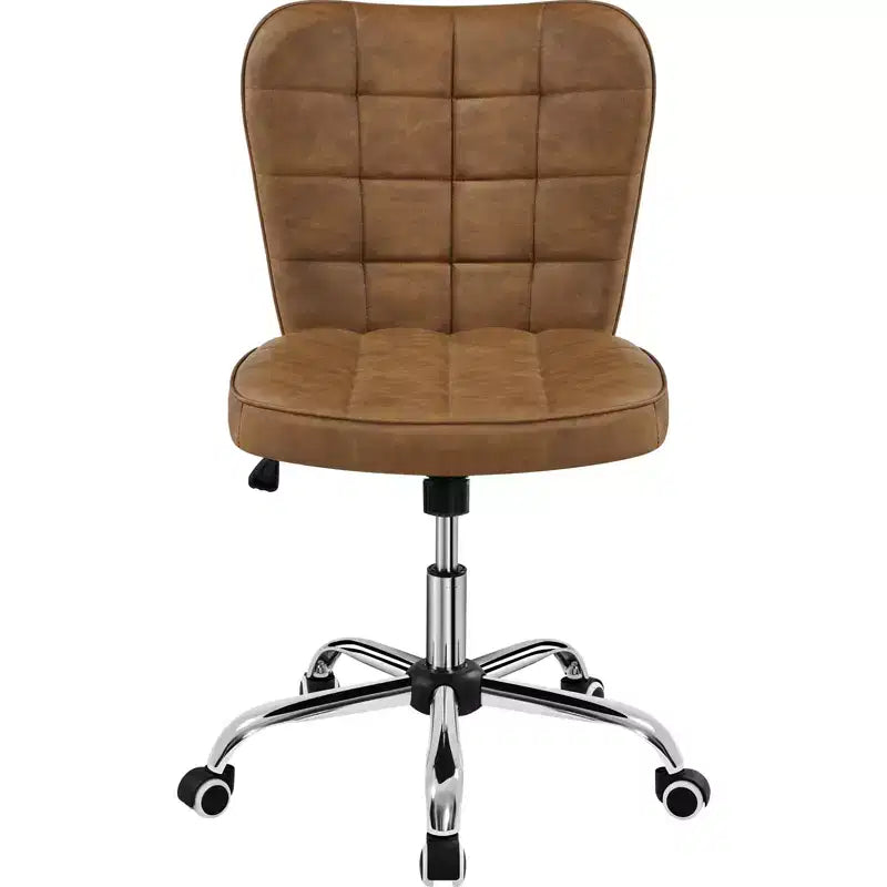 Modern Mid-Back Armless Office Chair | Faux Leather | 300 lb | Swivel & Height Adjustable