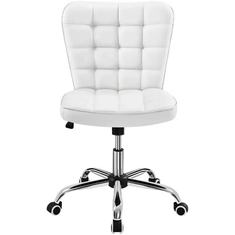 Modern Mid-Back Armless Office Chair | Faux Leather | 300 lb | Swivel & Height Adjustable