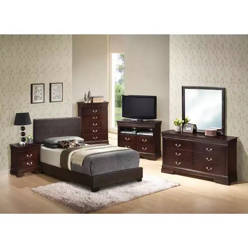 Upholstered Twin Panel Bed | Faux Leather | 175 lb Capacity | Box Spring Required
