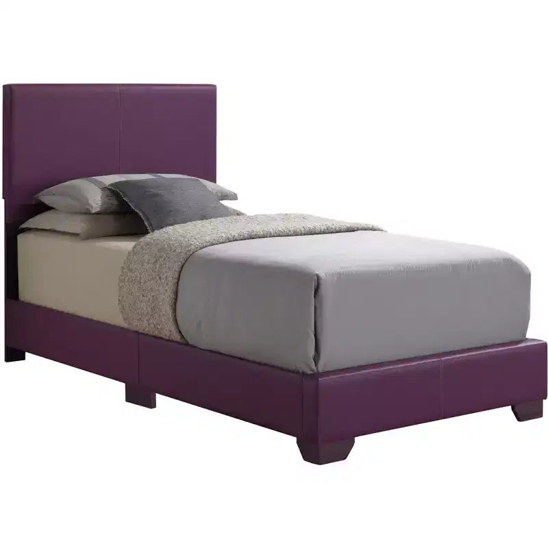 Upholstered Twin Panel Bed | Faux Leather | 175 lb Capacity | Box Spring Required