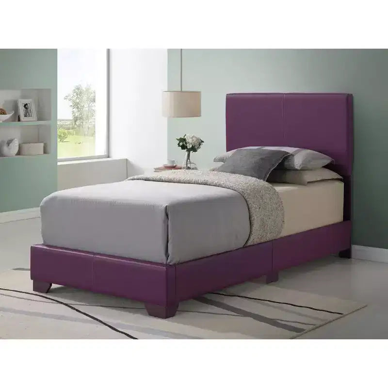 Upholstered Twin Panel Bed | Faux Leather | 175 lb Capacity | Box Spring Required