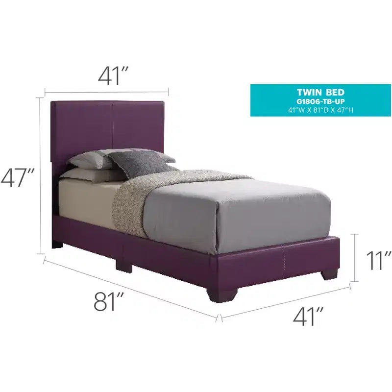 Upholstered Twin Panel Bed | Faux Leather | 175 lb Capacity | Box Spring Required