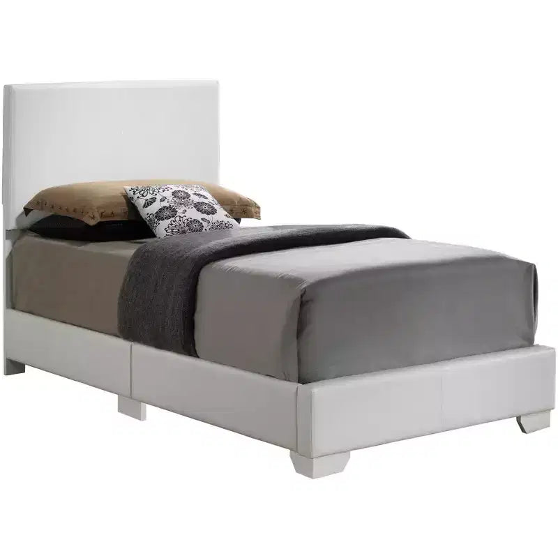Upholstered Twin Panel Bed | Faux Leather | 175 lb Capacity | Box Spring Required