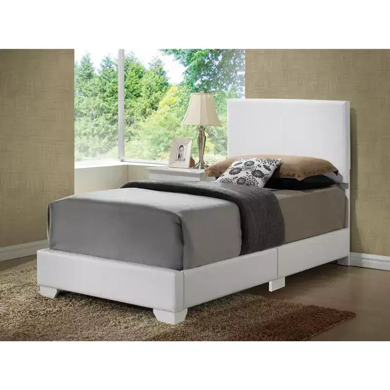 Upholstered Twin Panel Bed | Faux Leather | 175 lb Capacity | Box Spring Required