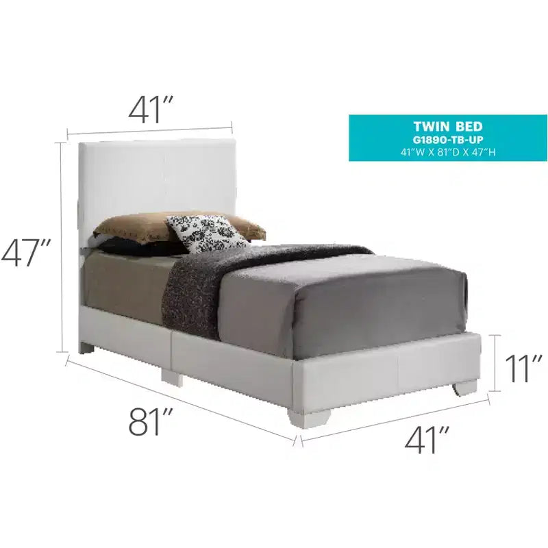 Upholstered Twin Panel Bed | Faux Leather | 175 lb Capacity | Box Spring Required