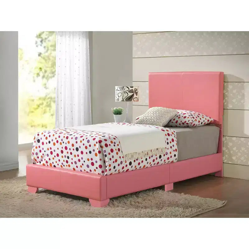 Upholstered Twin Panel Bed | Faux Leather | 175 lb Capacity | Box Spring Required