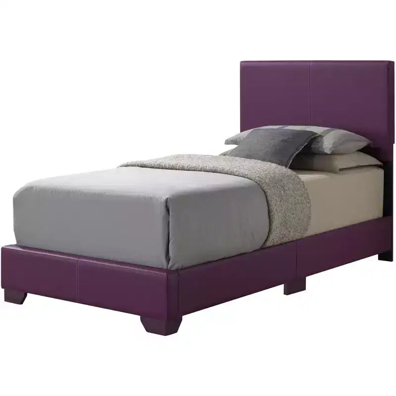 Upholstered Twin Panel Bed | Faux Leather | 175 lb Capacity | Box Spring Required