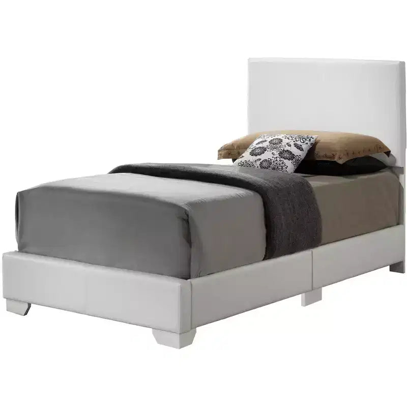 Upholstered Twin Panel Bed | Faux Leather | 175 lb Capacity | Box Spring Required