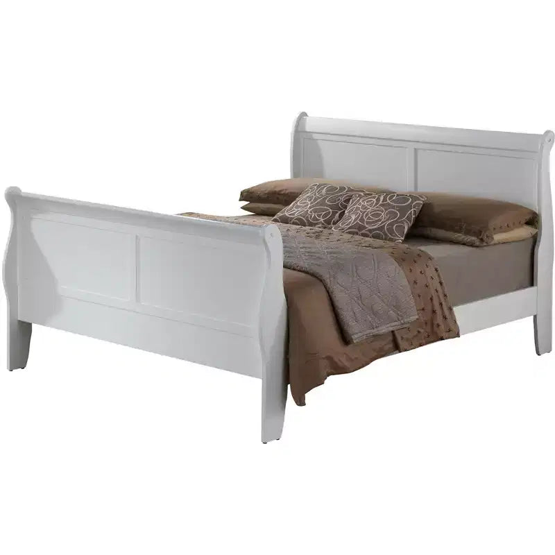 Louis Philippe King Sleigh Wood Bed | High Footboard | 450 lb Capacity