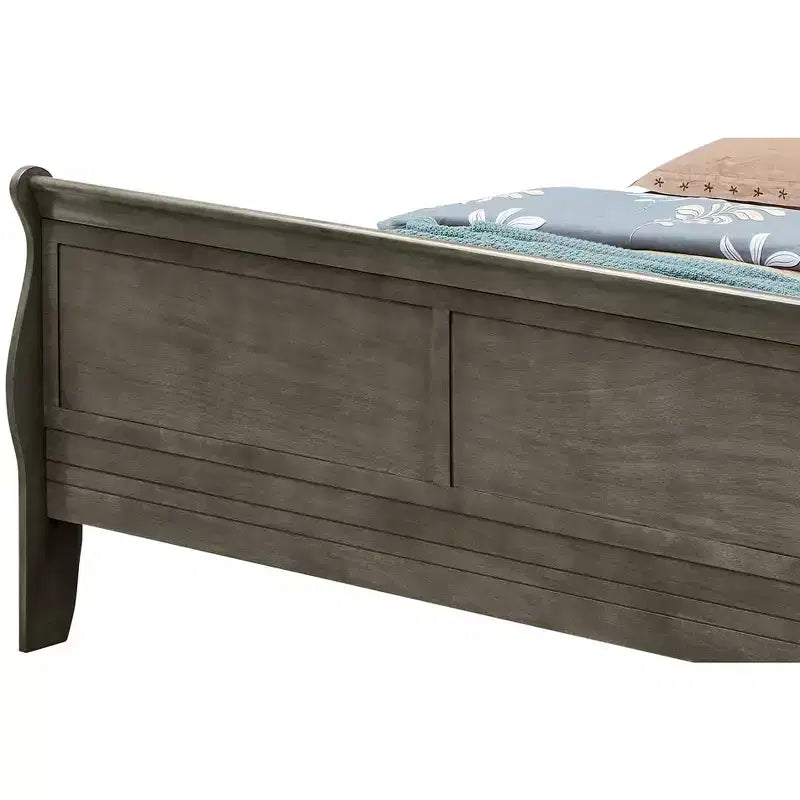 Louis Philippe King Sleigh Wood Bed | High Footboard | 450 lb Capacity