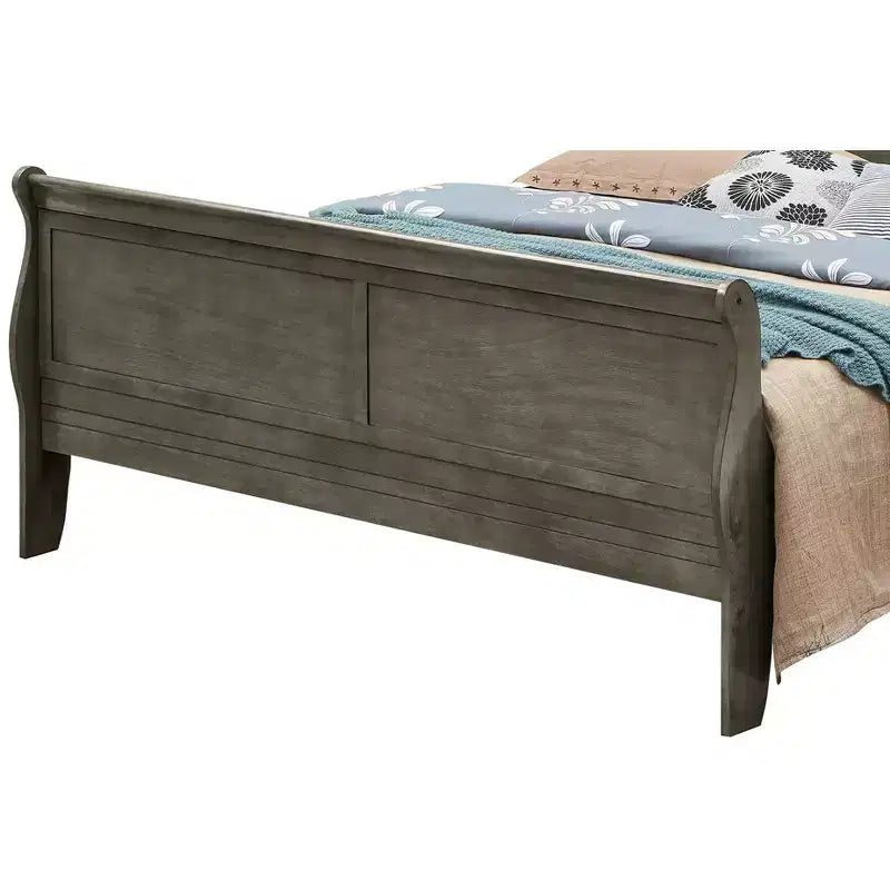 Louis Philippe King Sleigh Wood Bed | High Footboard | 450 lb Capacity