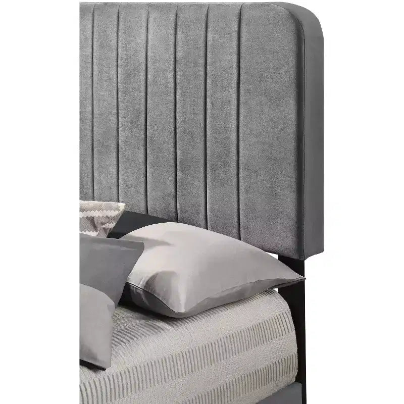 Velvet Channel Tufted Twin Panel Bed | 175 lb Capacity | Box Spring Required
