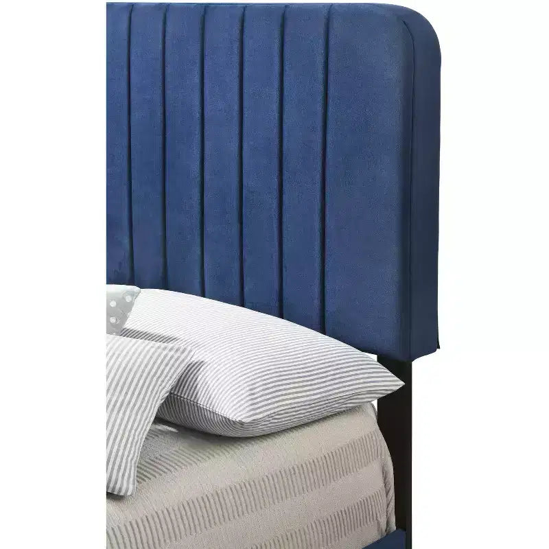 Velvet Channel Tufted Twin Panel Bed | 175 lb Capacity | Box Spring Required
