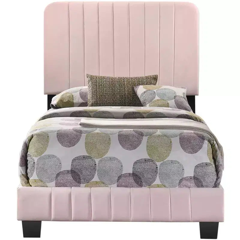 Velvet Channel Tufted Twin Panel Bed | 175 lb Capacity | Box Spring Required