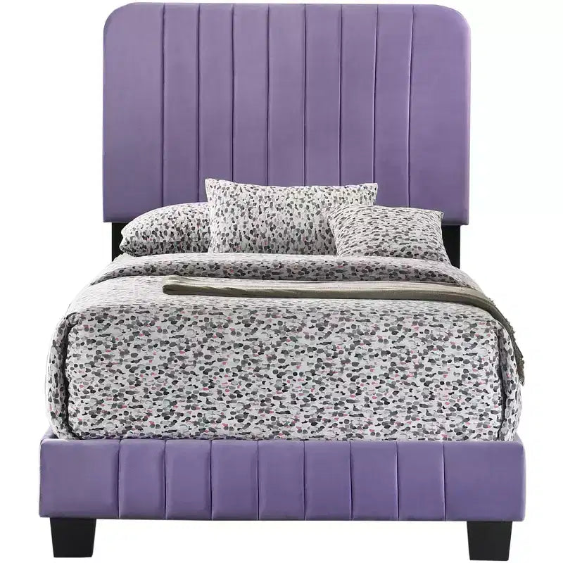Velvet Channel Tufted Twin Panel Bed | 175 lb Capacity | Box Spring Required