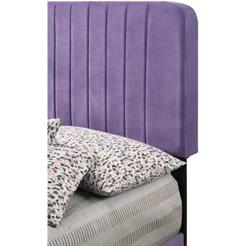 Velvet Channel Tufted Twin Panel Bed | 175 lb Capacity | Box Spring Required