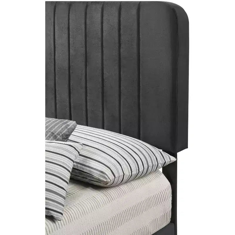 Velvet Channel Tufted Twin Panel Bed | 175 lb Capacity | Box Spring Required