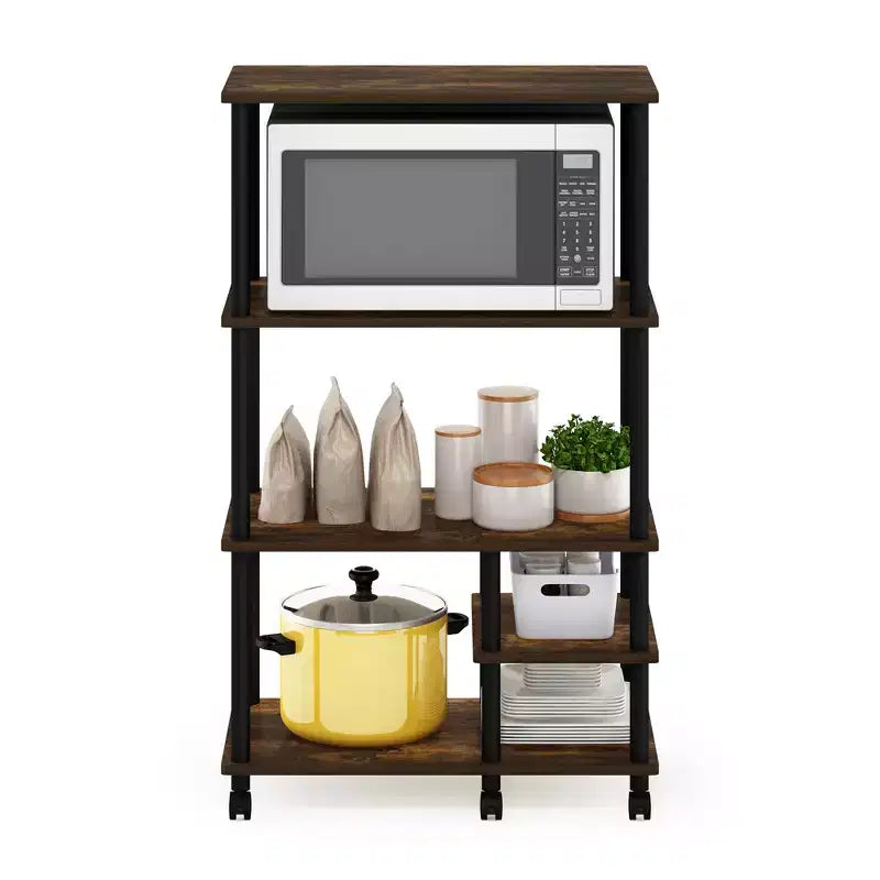 4-Tier Kitchen Baker's Rack Microwave Storage Cart | Amber Pine | 46"H