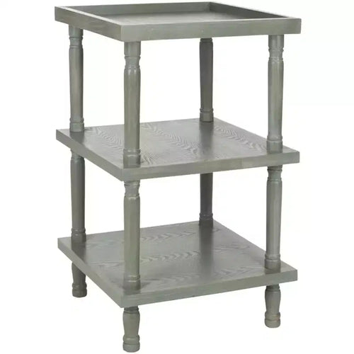 Table d'appoint à 3 niveaux en orme | 40,6 cm carré | Style traditionnel | Gris cendré