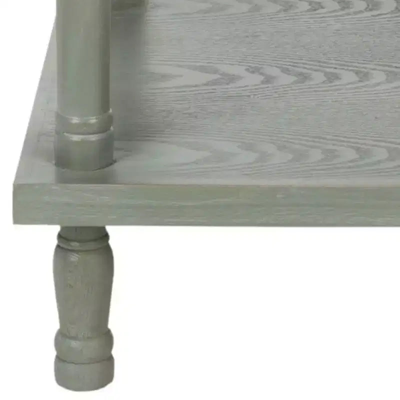 3-Tier Elm Accent Side Table | 16" Square | Traditional Style | Ash Grey