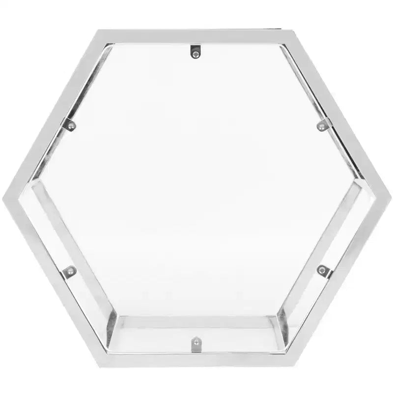 Hexagon Chrome & Glass End Table | 19.3"H | Contemporary | 15 lb Capacity