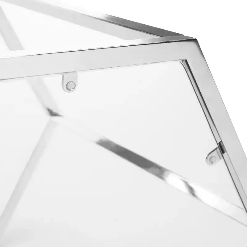 Hexagon Chrome & Glass End Table | 19.3"H | Contemporary | 15 lb Capacity