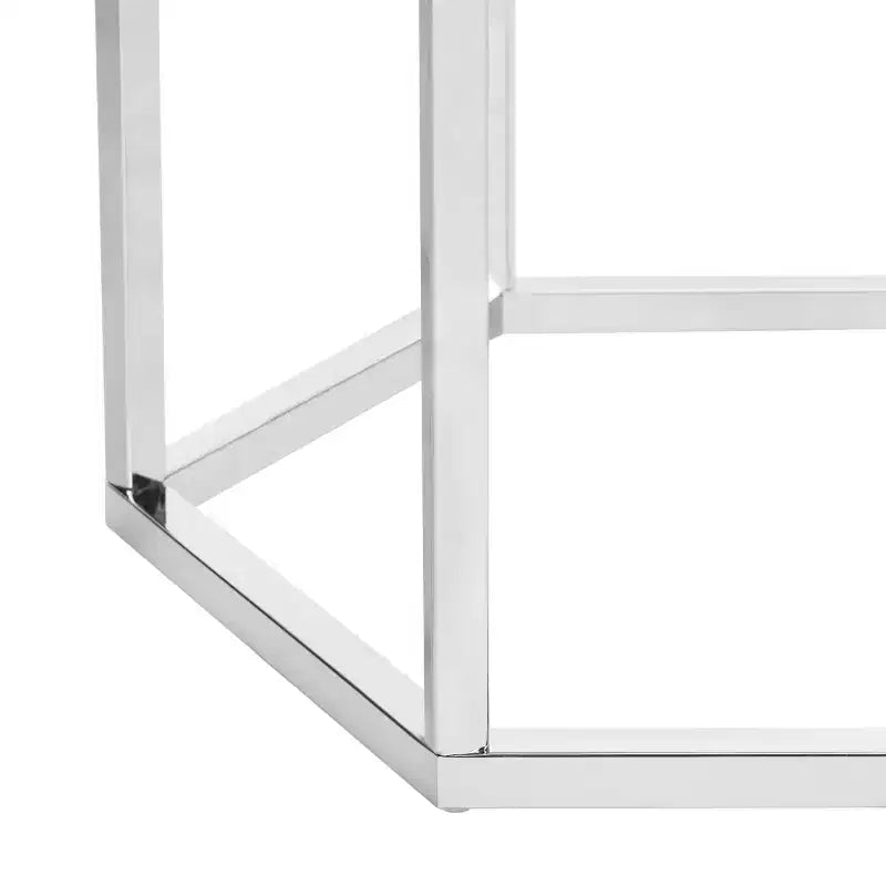 Hexagon Chrome & Glass End Table | 19.3"H | Contemporary | 15 lb Capacity