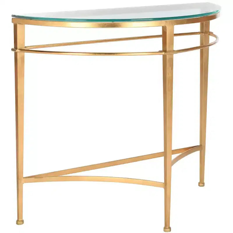 Glam Console Table | Gold Metal Hairpin Legs & Clear Glass Top | 35.9"W