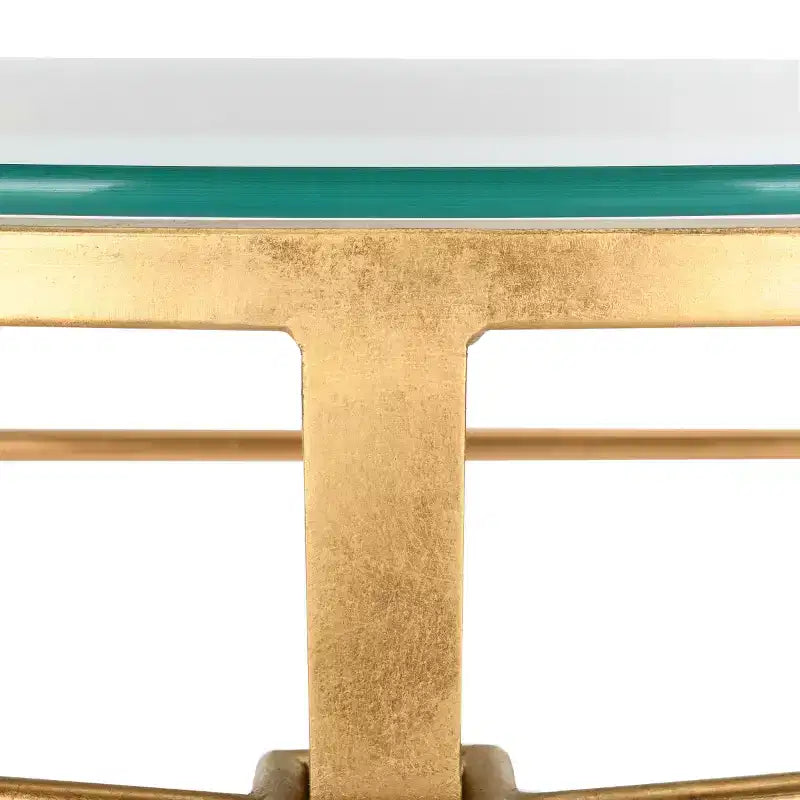 Glam Console Table | Gold Metal Hairpin Legs & Clear Glass Top | 35.9"W