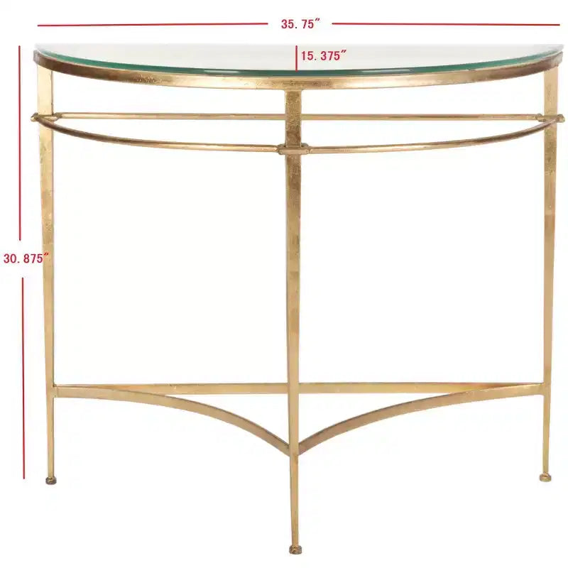 Glam Console Table | Gold Metal Hairpin Legs & Clear Glass Top | 35.9"W